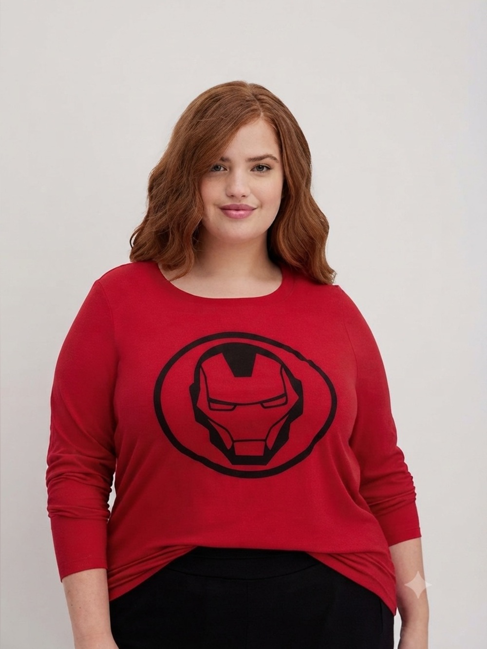 Torrid Marvel Iron Man Graphic Long Sleeve Tee Red Plus Size 1X Avengers Shirt